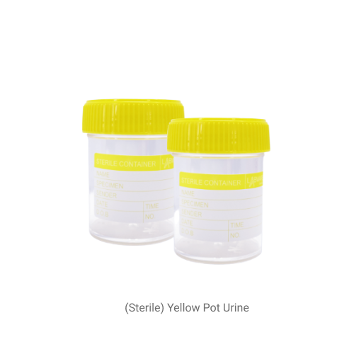 jual pot urine sterile 60 ml 100 pcs per pack red yellow jakarta