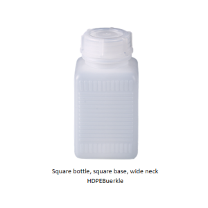 Square bottle, square base, wide neck HDPEBuerkle