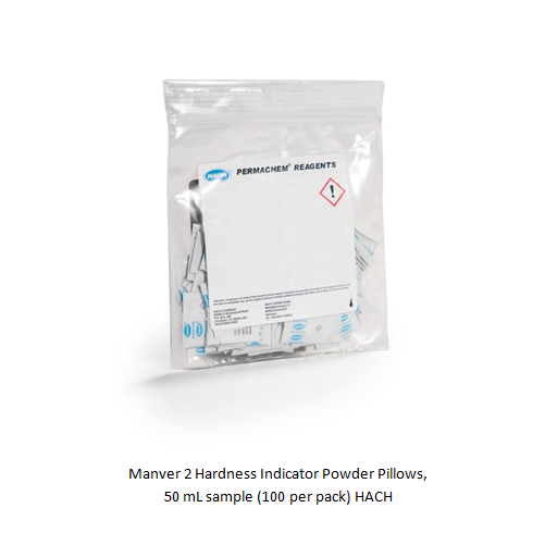 Manver 2 Hardness Indicator Powder Pillows, 50 mL sample (100 per pack) HACH