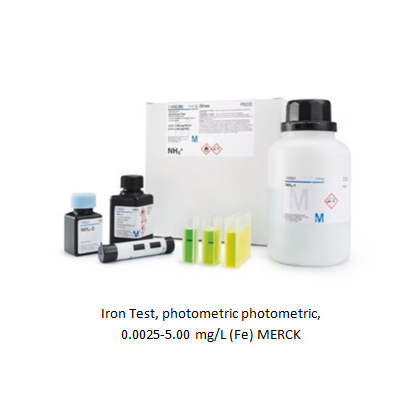 Iron Test, photometric photometric, 0.0025-5.00 mg/L (Fe) MERCK