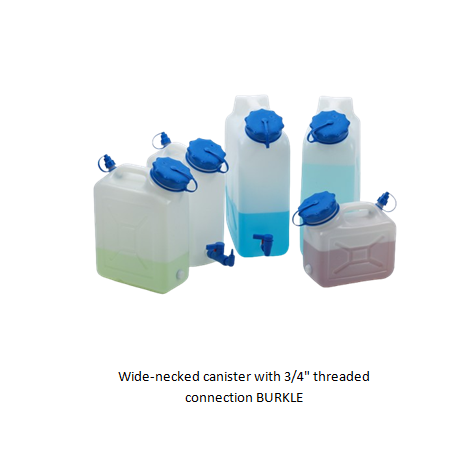 Wide-necked canister with 3/4" threaded connection BURKLE