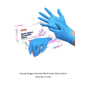Sarung Tangan Onemed Nitrile Exam Glove Warm Blue Box isi 100