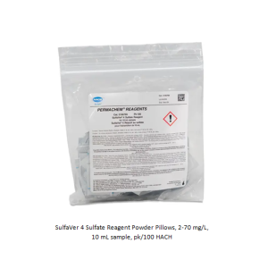 SulfaVer 4 Sulfate Reagent Powder Pillows, 2-70 mg/L, 10 mL sample, pk/100 HACH
