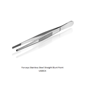 Forceps Stainless Steel Straight Blunt Point USBECK