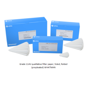 Grade 114V qualitative filter paper, futed, folded (prepleated) WHATMAN