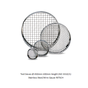 Test Sieves Ø 450mm-100mm Height (ISO 3310/1) Stainless Steel/Wire Gauze RETSCH